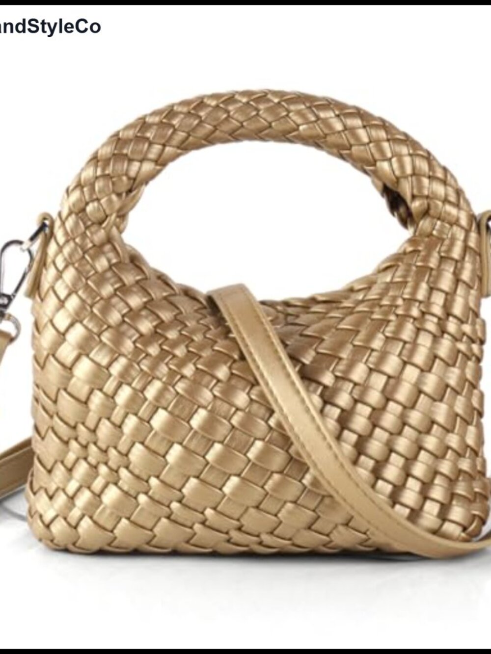 Woven Crossbody Bag Small PU Leather Top Handle Purse 2-in-1 Clutch Adjustable